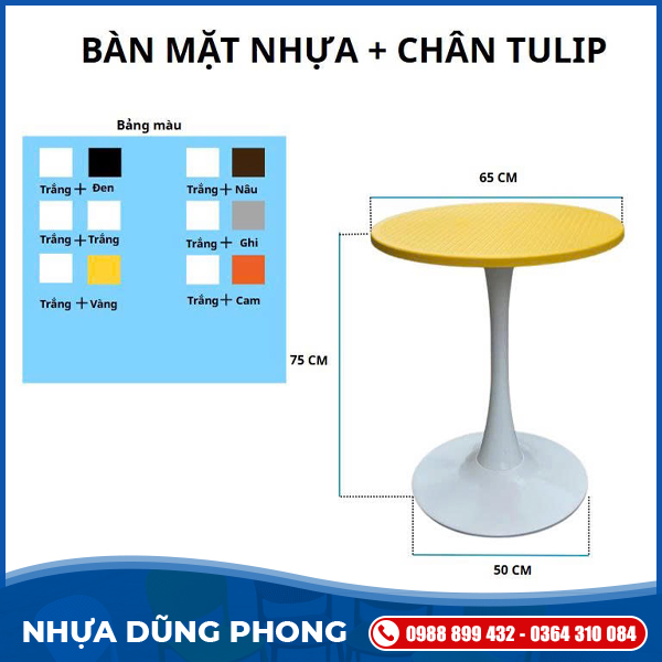 Bàn tròn trụ tuylip	